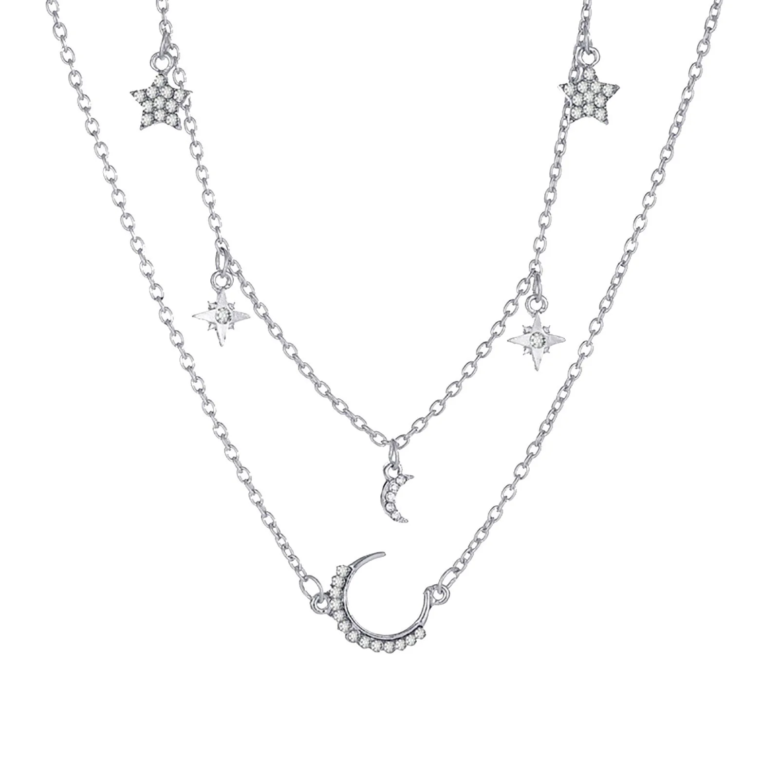 

European Pendant Necklace Double-layer And Moon Alloy Star American Necklaces & Pendants