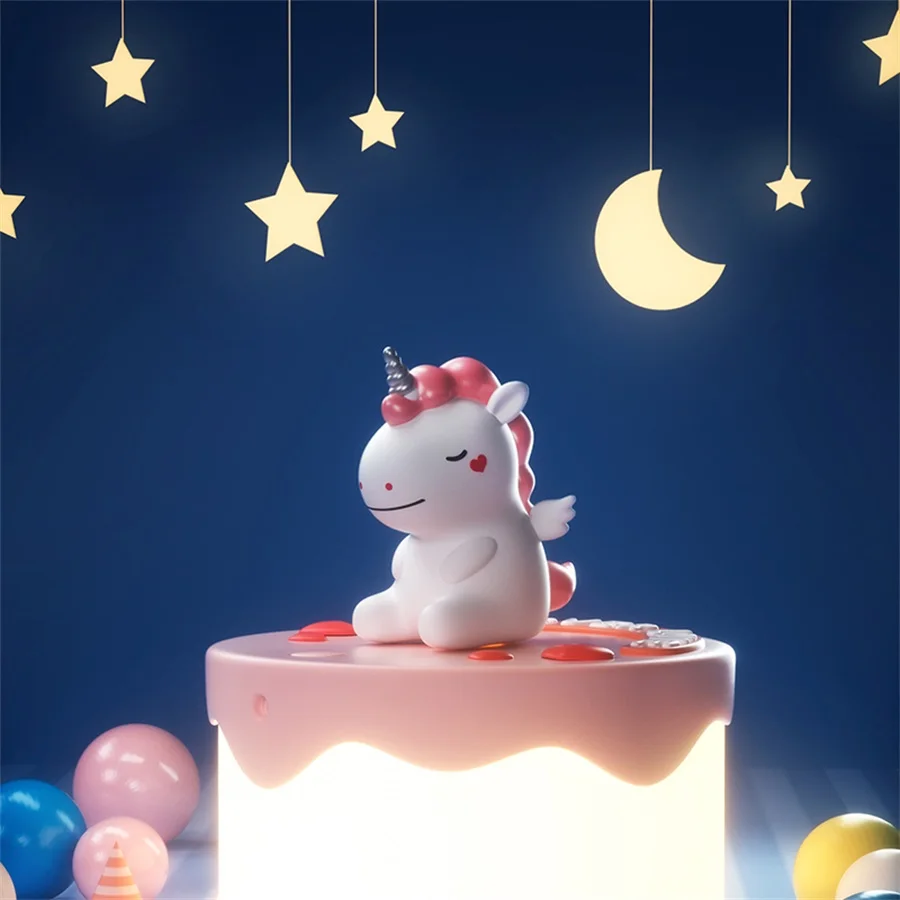 

Cute Cake LED Night Light Cartoon Animals Bedroom Bedside Night Lamp Room Decor Sleeping Lights Kid Baby Children DIY Toy Gifts
