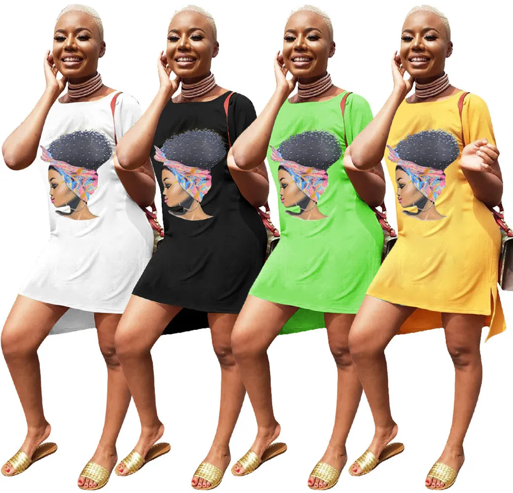 

S-XXL Womens Summer T-Shirt Mini Dress - Casual Juniors Sexy Short Sleeve Tunic African Print Dresses