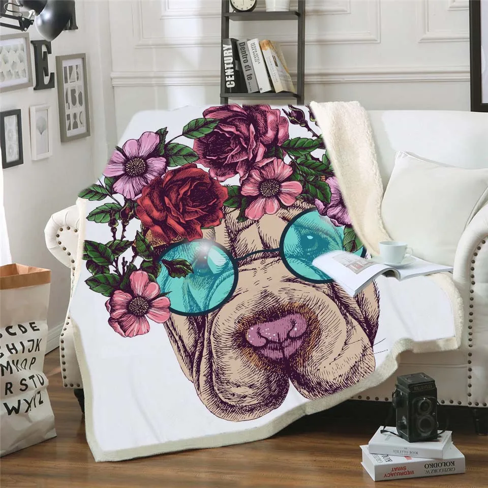 Прекрасный щенок подстежка на искусственном меху Флисовое одеяло супер мягкий