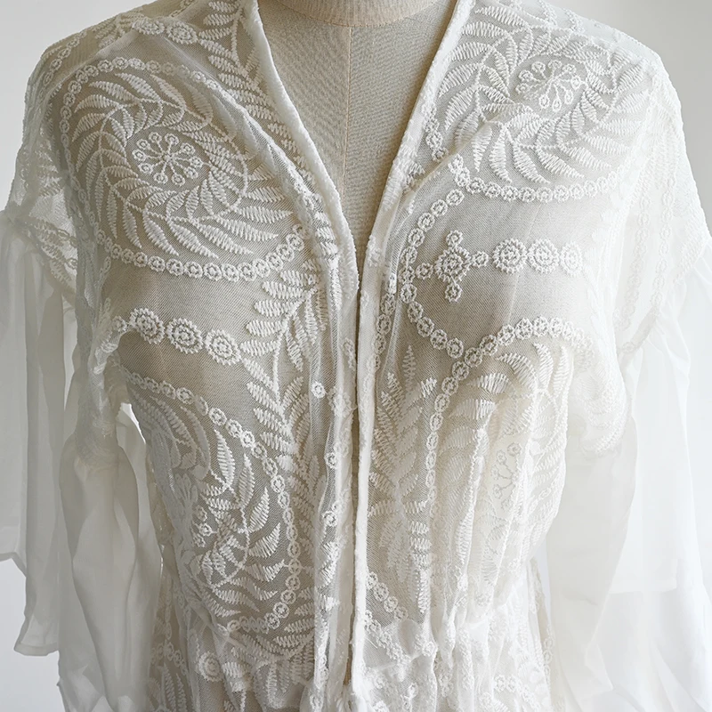 Накидка женская кружевная шифоновая Повседневная белая Пляжная накидка в стиле