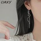 Женские Геометрические волнистые серьги CIAXY, из стерлингового серебра 925 пробы, с длинными кисточками и инкрустированными цирконами, маленькие круглые серьги, модные ювелирные украшения