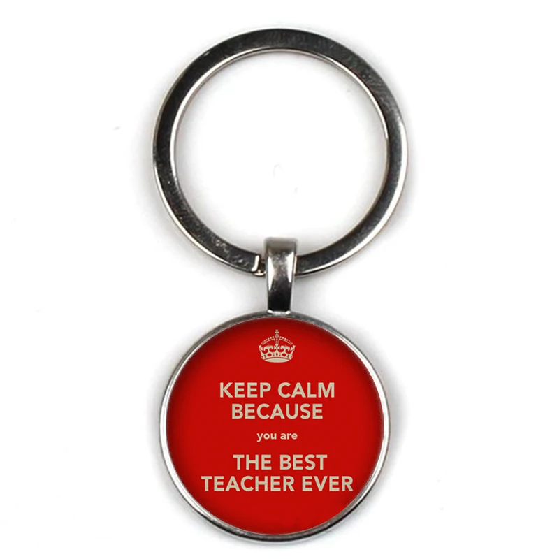 Новый подарок на День учителя 2020 года - брелок украшение "Спасибо, учитель" с милым узором, стеклянное круглое кольцо на сумочку.