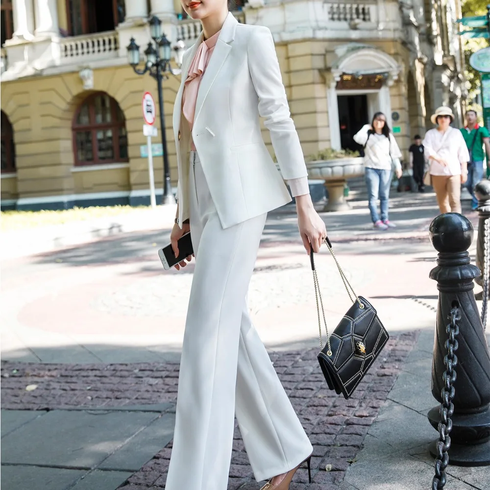 Новинка 2019 комплект из двух предметов женский брючный костюм размер S 4XL белый