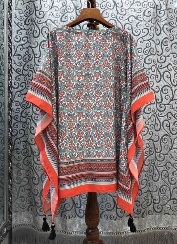 

Женские повседневные хлопковые топы с кисточками, в полоску, с цветочным принтом, с цветными блоками, лето 2020