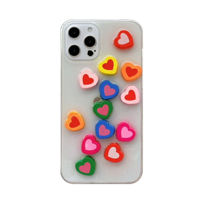

ins 3D glitter love heart phone case For iphone 12 12Pro Max 11 11Pro X XR XS Max 7 8 Plus SE2020 Clear silicone case capa