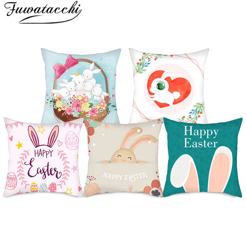 

Fuwatacchi Animal Cushion Covers Cute Rabbit Pillow Cases Cotton for Bedroom Sofa and Chair Decorative Pillow Covers 45*45