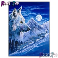 animal 5d diamond of rhinestones embroider wolf in the evening snow diy squareround mosaic full cross stitch home decoration