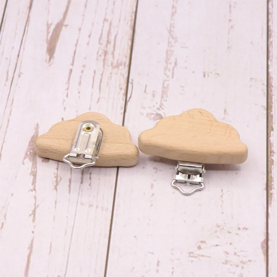 Clip para chupete de haya, elefante peque&ntilde;o, estrella, coraz&oacute;n, p&aacute;jaro, nube, dientes de beb&eacute;, accesorios de cadena preferidos DIY, 5 uds.-4