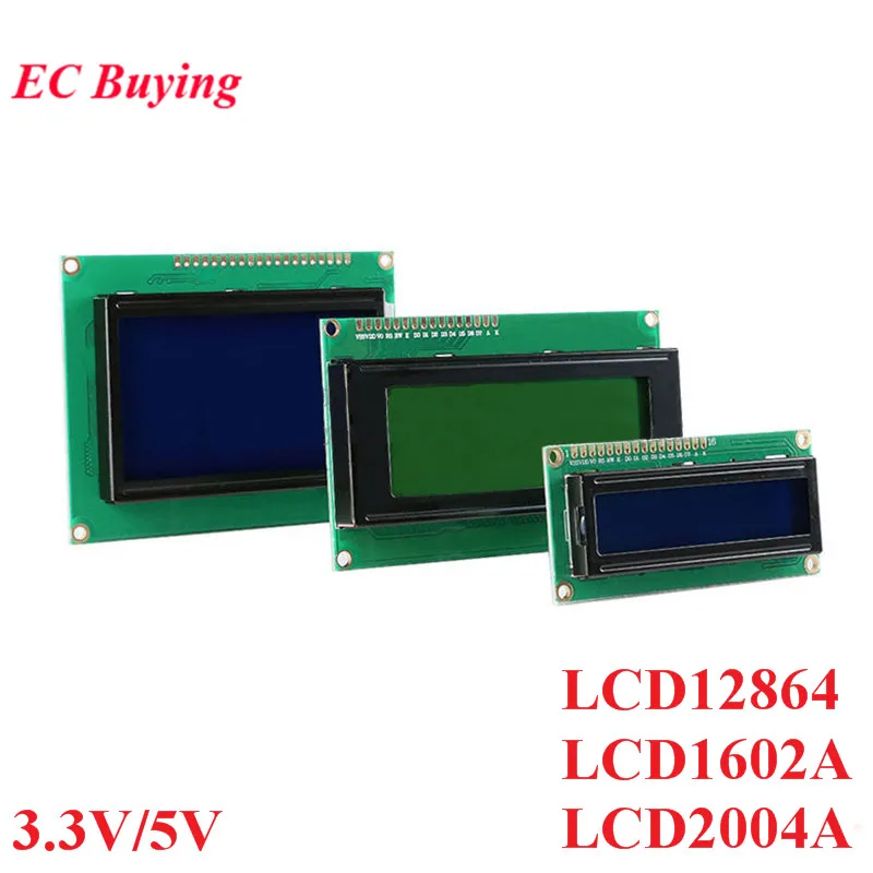 ЖК-модуль 1602 1602A J204A 2004A 12864 LCD1602, модуль дисплея IIC I2C 3,3 В/5 В для Arduino, синий, желто-зеленый экран