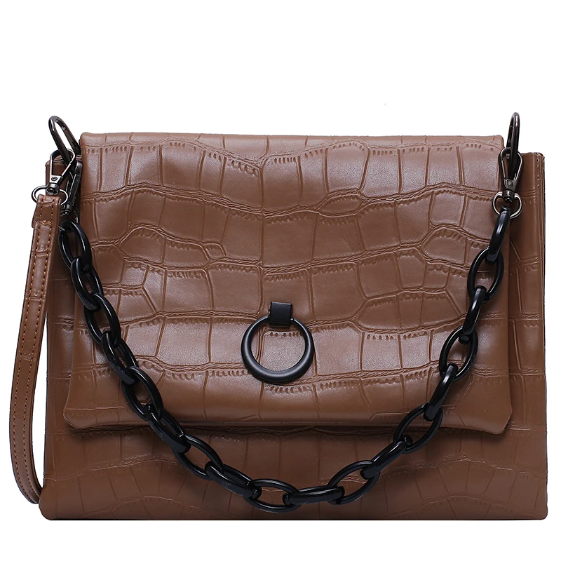 

Vintage Fashion Chain Tote Bag 2020 New Quality PU Leather Women's Designer Handbag Crocodile pattern Shoulder Messenger Bag