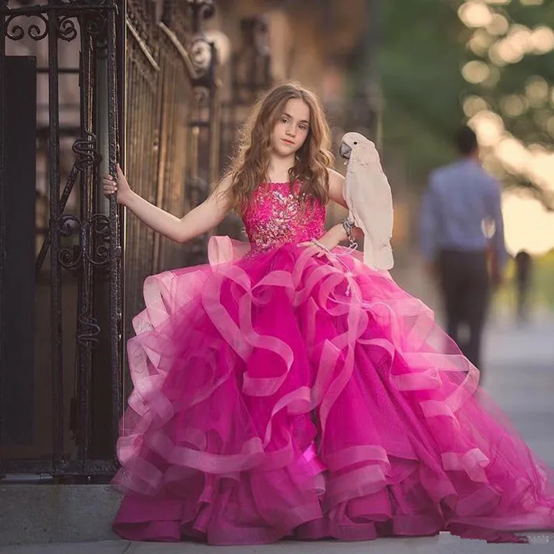 Новинка Роскошные платья с цветочным узором для девочек пышные вечерние