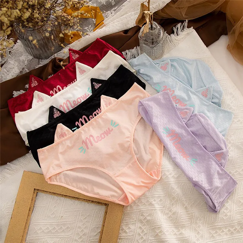 

Женские трусики с кошачьими ушками, удобные мягкие трусики для девочек