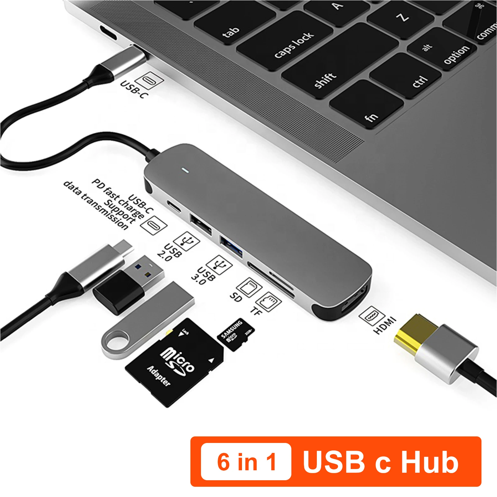 

Usb-хаб с кардридером, USB 100, 3,0 Вт, 6 в 1