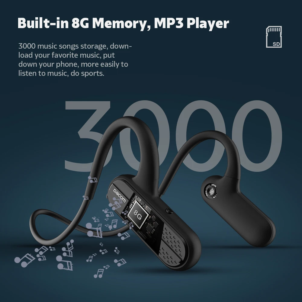 dacom airwings mp3 sports bluetooth headphone 8gb player open ear wireless headset earphone for iphone samsung xiaomi huawei free global shipping