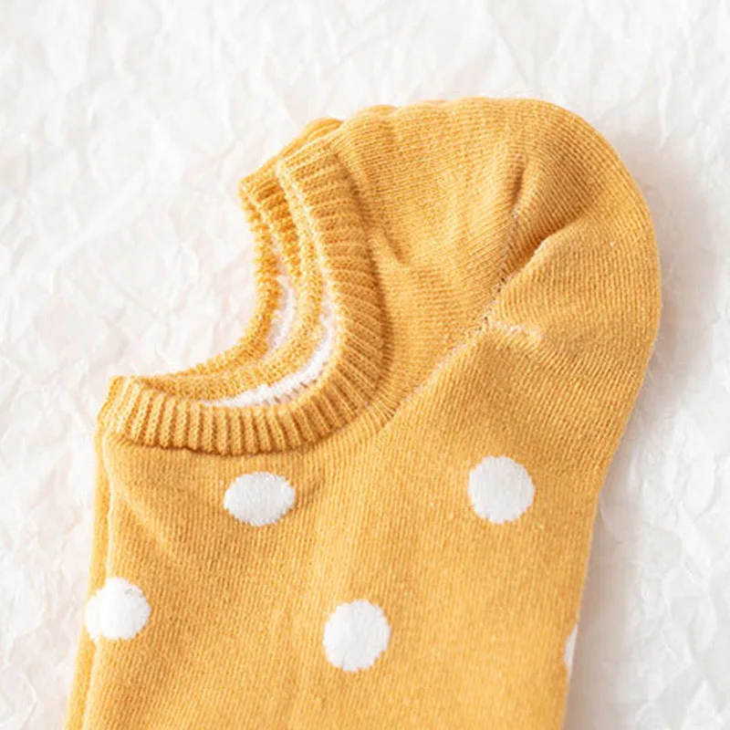

1Pair Japanese Style Shallow Mouth Dot Pattern Boat Socks Non-slip Cute Cotton for Women