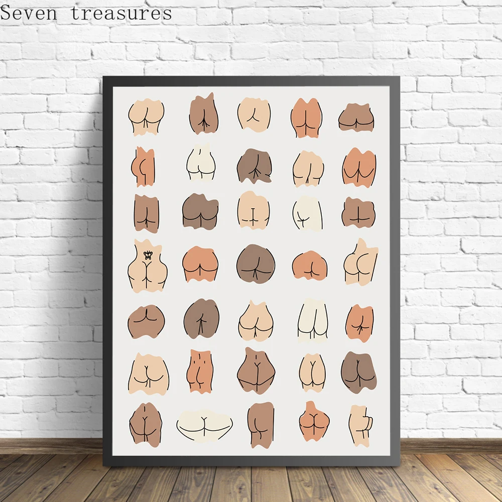 

Funny Bathroom Colorful All Skin All Races Body Wall Art Canvas Painting for Living Room Wall Pictures Nordic Posters and Prints