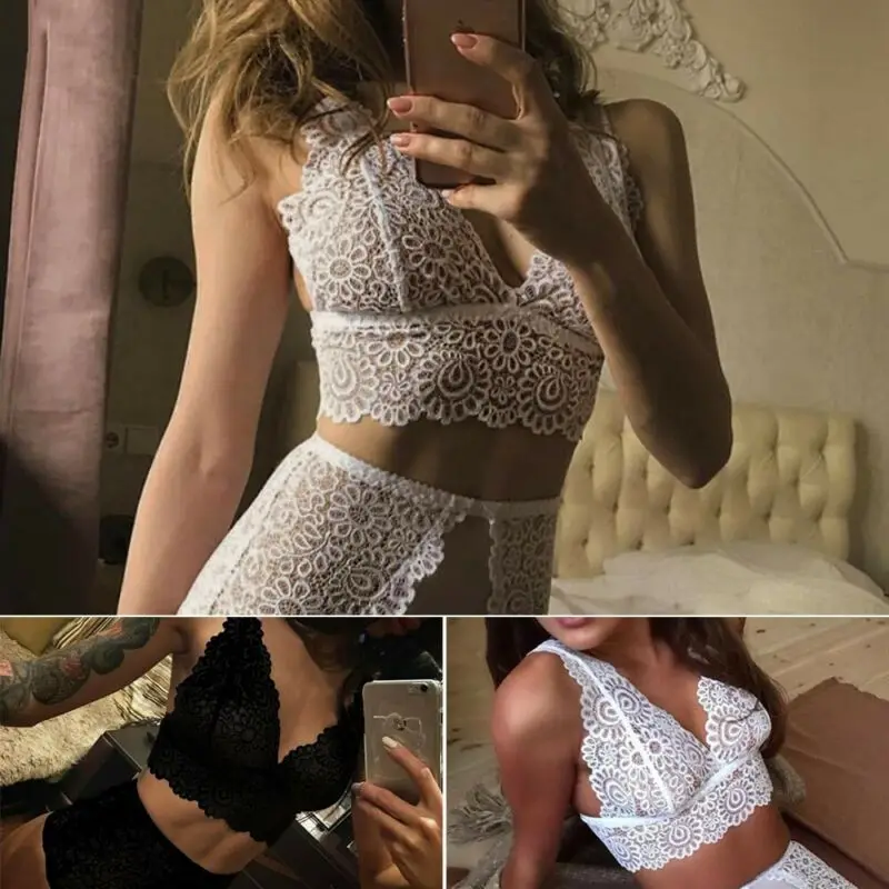 Женское нижнее белье с кружевными цветами бюстгальтер без косточек|Топы| |