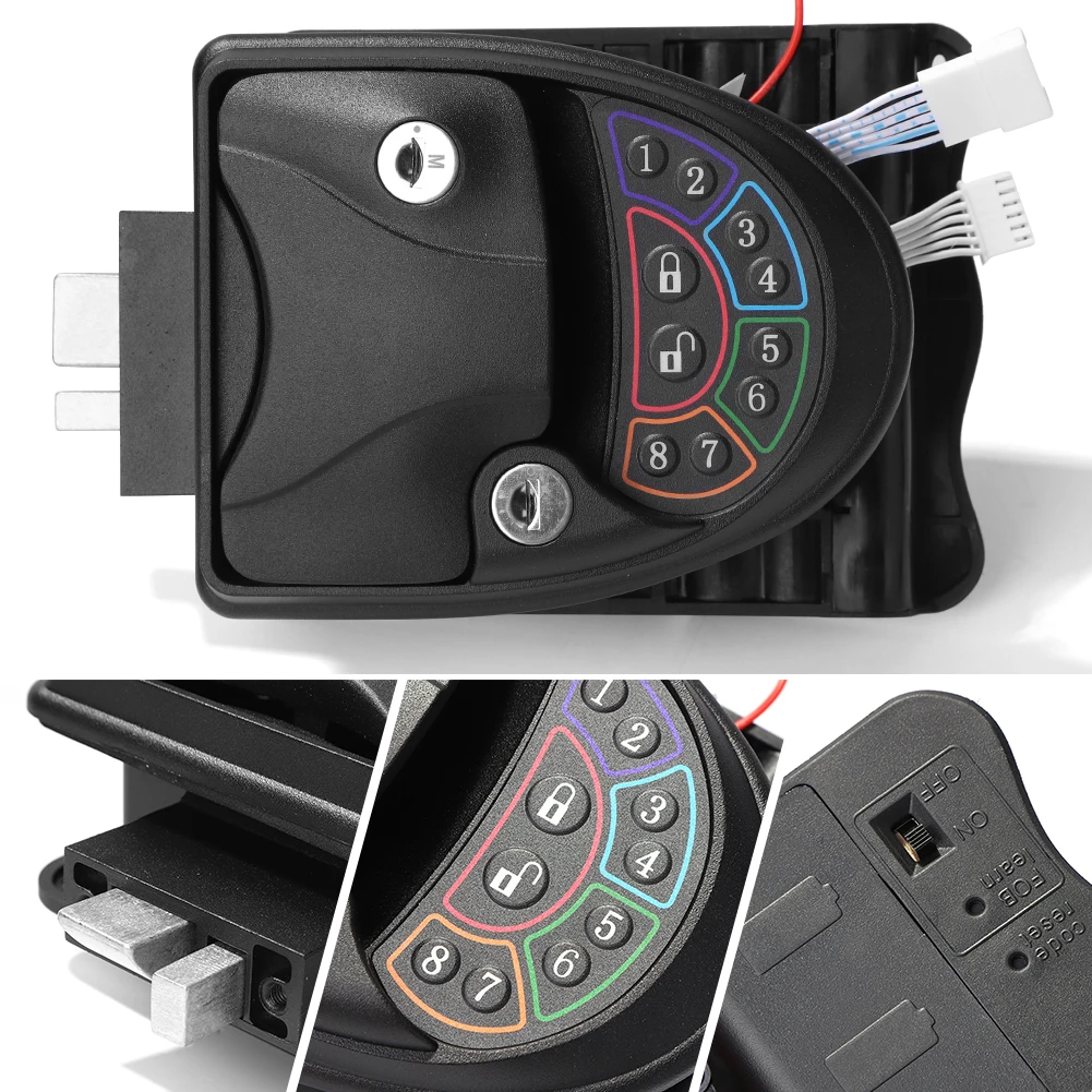 

RV Keyless Entry Door Lock Latch Handle with Deadbolt Keypad Fob 2 Keys Deadbolt Camper Trailer Modification Accessories