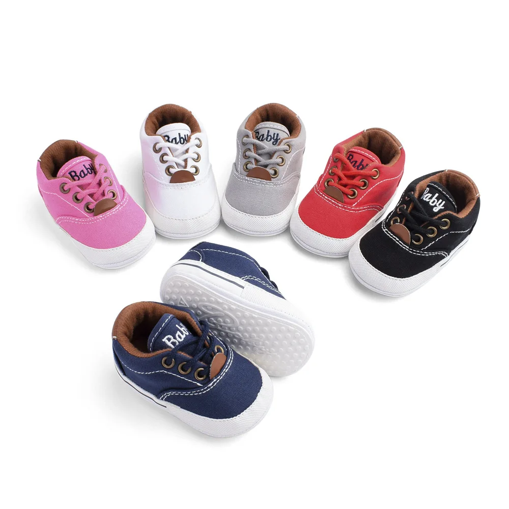 Baby Shoes Boy Girl Star Solid Sneaker Cotton Soft Anti-Slip Sole Newborn Infant First Walkers Toddler Casual Canvas Crib Shoes