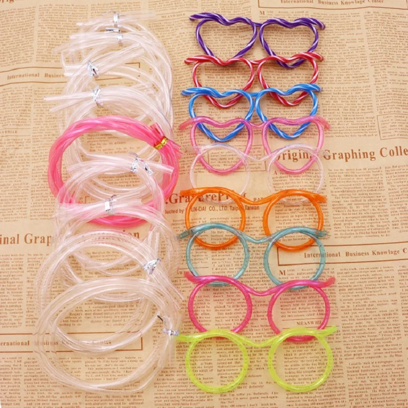 Детские забавные пластиковые соломенные очки присоски для напитков игрушки