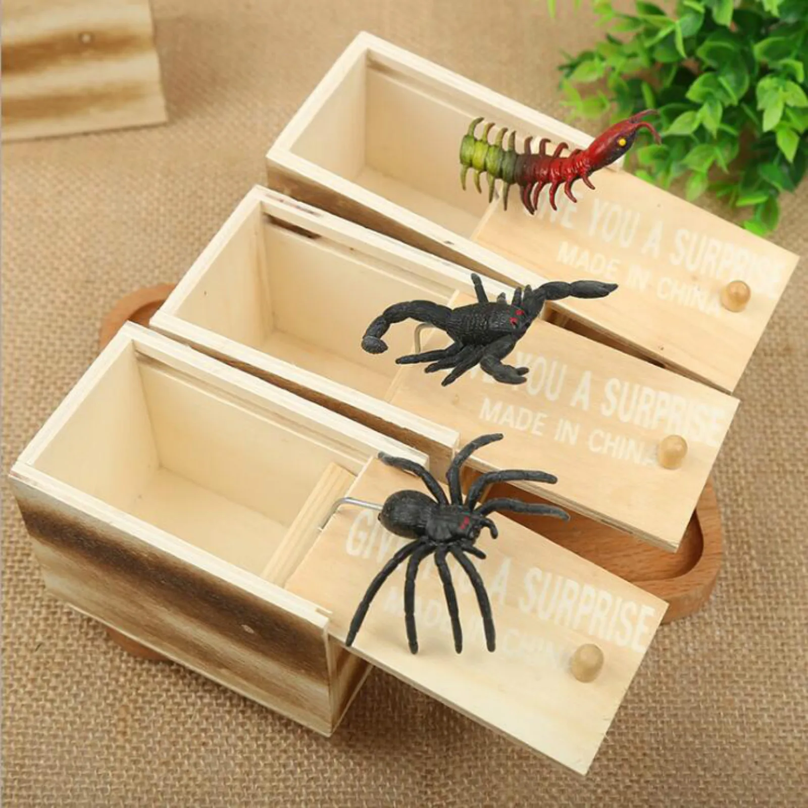 Деревянная розыгрыш паук сороконожка Скорпион пугающая коробка скрытая в чехле