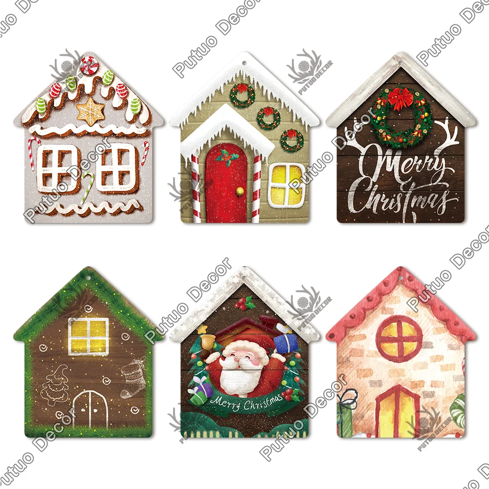 putuo decor gingerbread bakery house wood signs christmas decoration hanging sign cake wood plate for home door wall decor gifts free global shipping