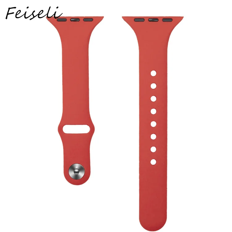 Feiseli для Apple Watch Band 1 2 3 4 5 мягкий силиконовый Одноцветный 38 мм 40 42 44 iwatch сменный