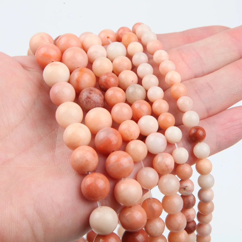 

15'' Natural Stone Pink Beads Loose Round Beads Charms for Jewelry Making Necklace Findings DIY Handmade Bracelet Bulk 6 8 10 mm