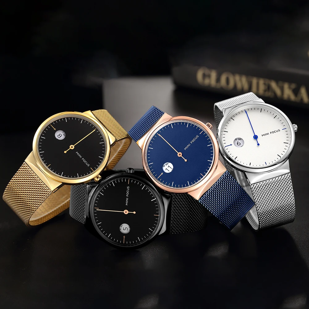 Часы наручные MINI FOCUS Мужские кварцевые модные ультратонкие брендовые Роскошные с