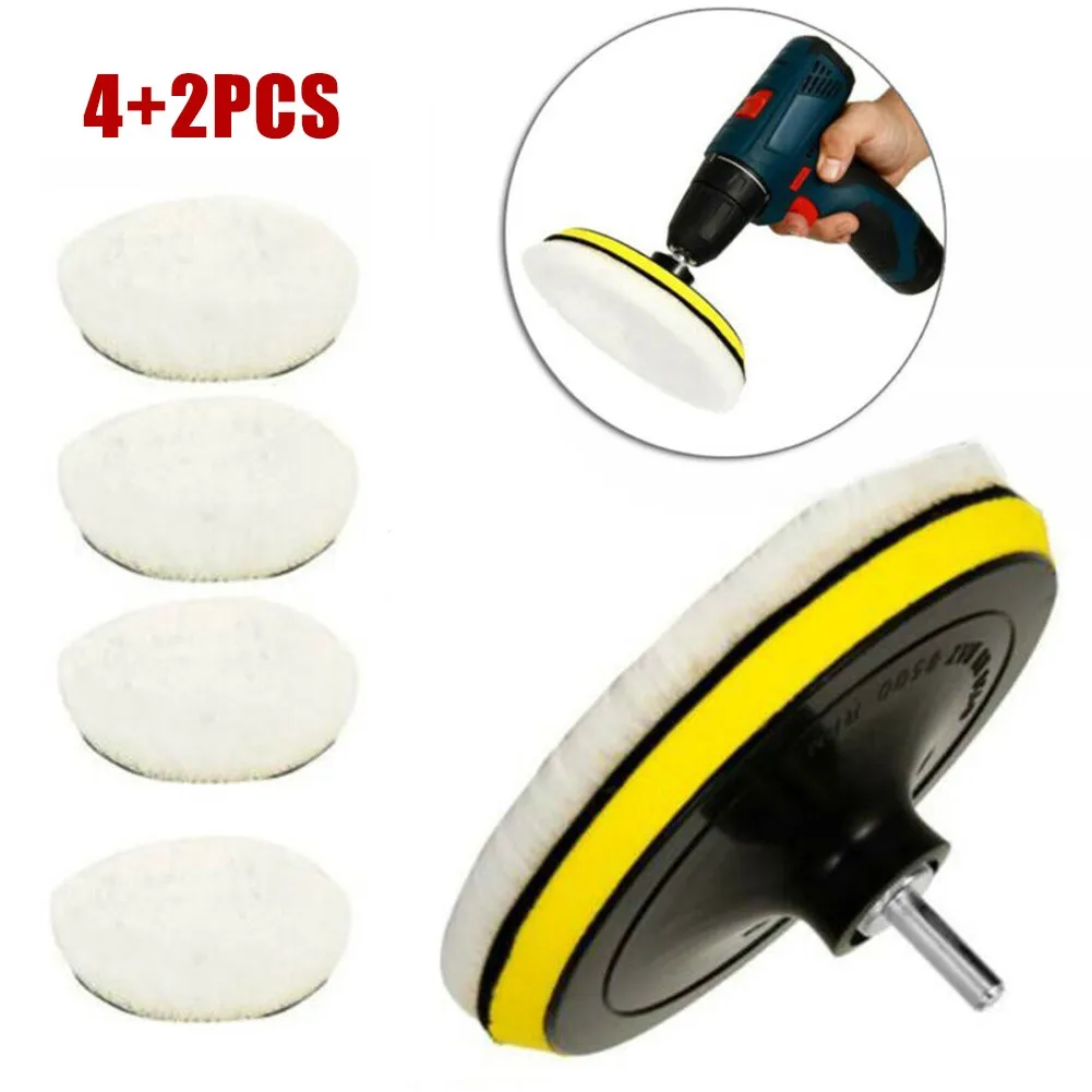 

6 Set 3/4/5/6/7inch Wool Polishing Pads Car Polisher Drill Wool Wheel Mop Kit Perfect For Polishing Cars Glass Furniture Ceramic