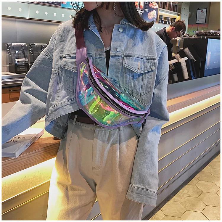 Bolsa de Cinto a Laser Bolsas de Cintura Bolsa do Punk Bolsa à Prova Meninas Feminina Fanny Packs Holográfico Cintura Pacote Dwaterproof Água Translúcido Glitter Claro Senhora Bum