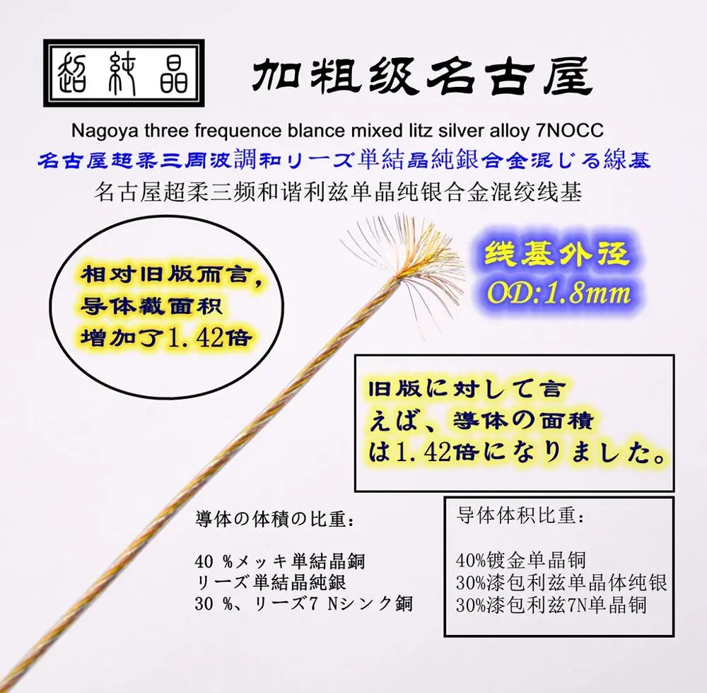 

Трехчастотный баланс смешанный litz silver сплав 7nocc 1,8 мм