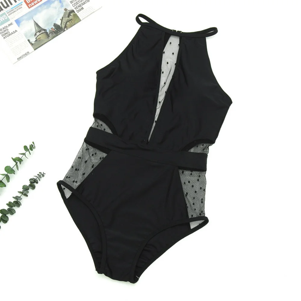 

Sexy Mesh Cut Hollow Out Deep V Neck High Waist Swimsuit Lady 2021 One Piece Swimwear Women Swim Bath Suit