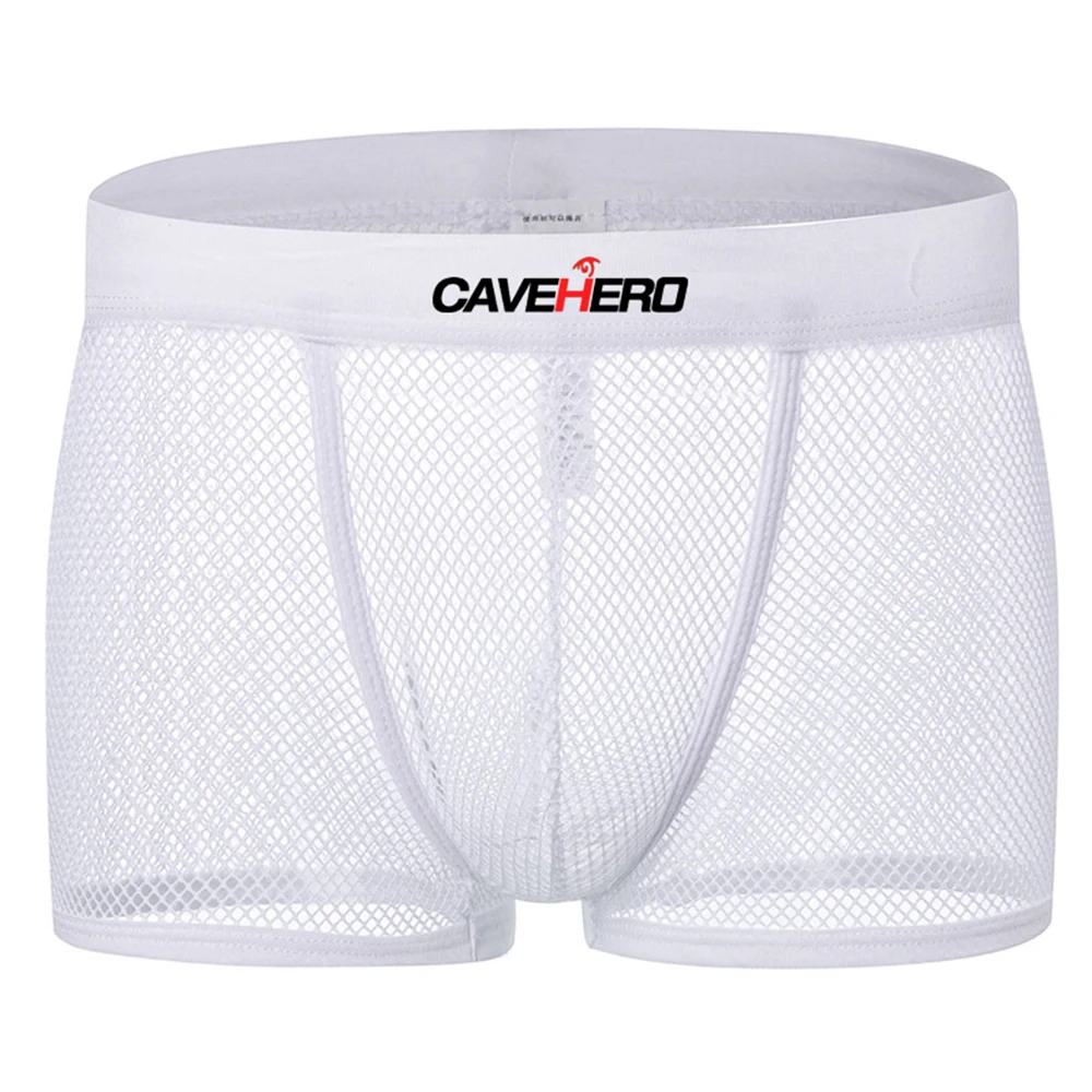Сетка Для мужчин трусы боксеры дышащие трусики нижнее белье размера плюс высокое
