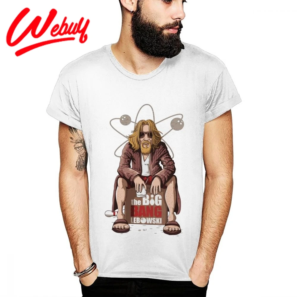 

Мягкая футболка из чистого хлопка с надписью «The Big Lebowski Dude» футболка уникального дизайна для мужчин модный топ с круглым вырезом и принтом, ...