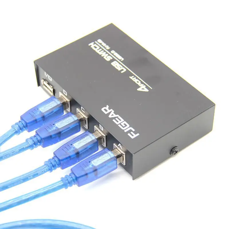 

4 in 1 out printer sharing device 4 port USB print switcher manually drag four