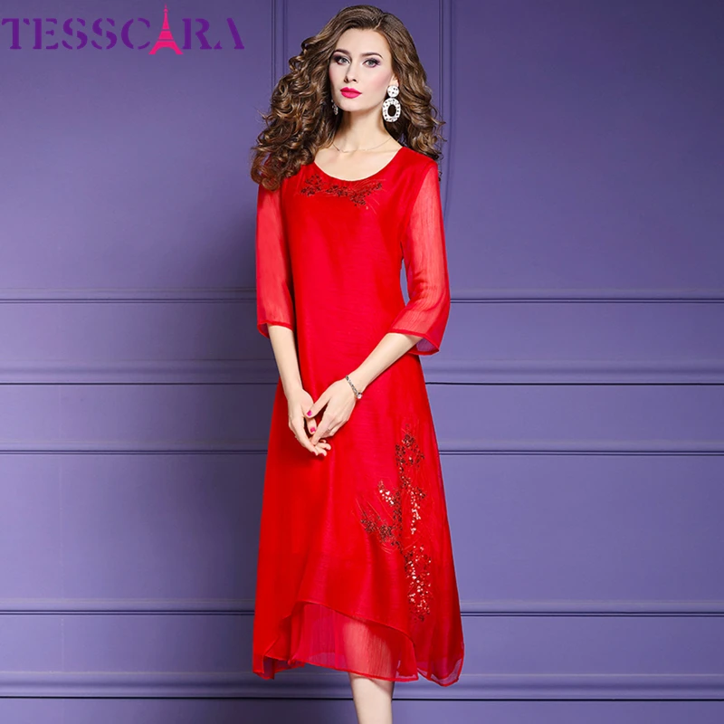 Женское элегантное мягкое шифоновое платье TESSCARA женское дизайнерское