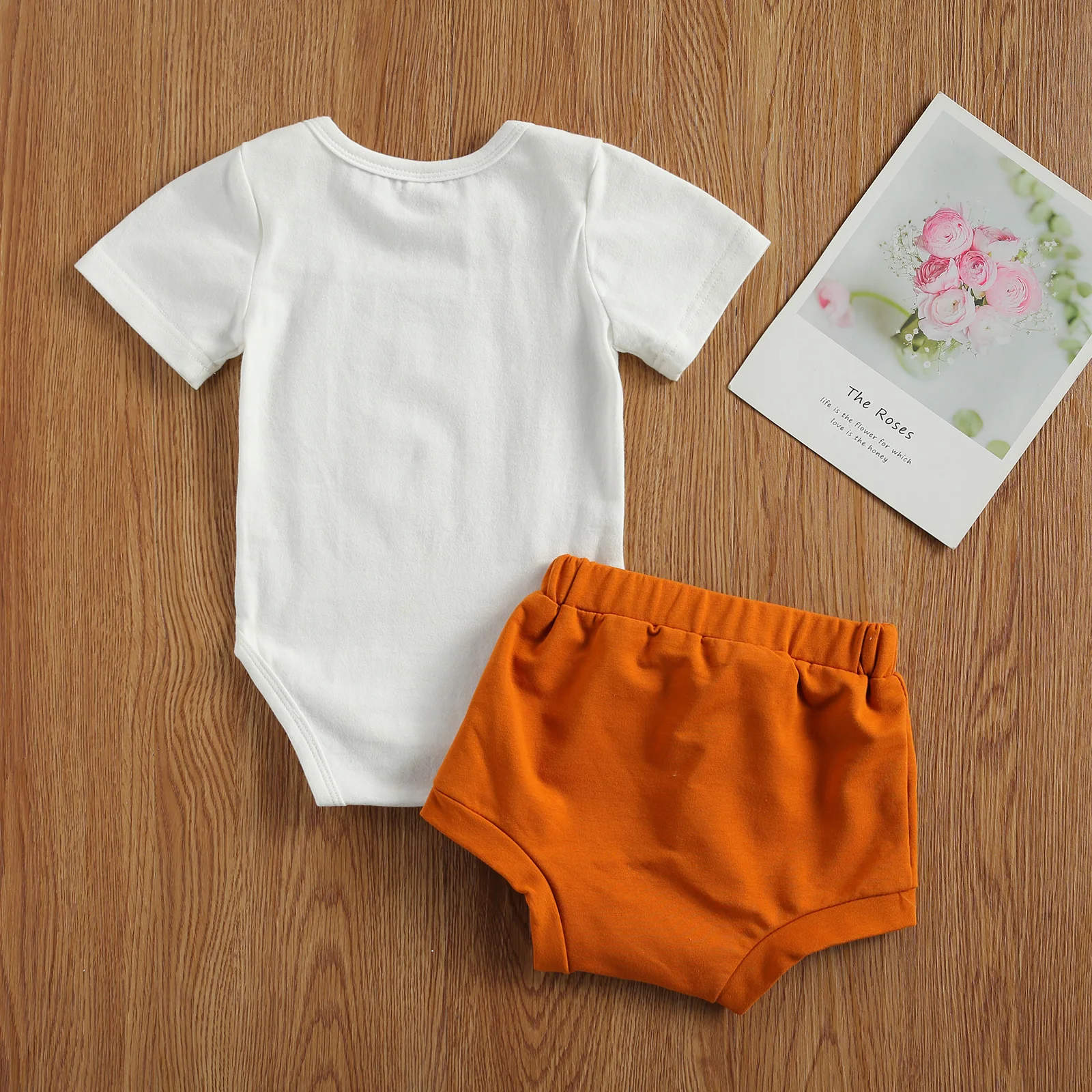 

Summer Casual Baby Girls Boys Clothes Sets Rainbow Print Short Sleeve Romper Tops Shorts 2PCS