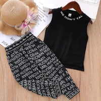 girls summer suit new childrens vest pants two piece baby sleeveless sportswear suit girl clothes suit