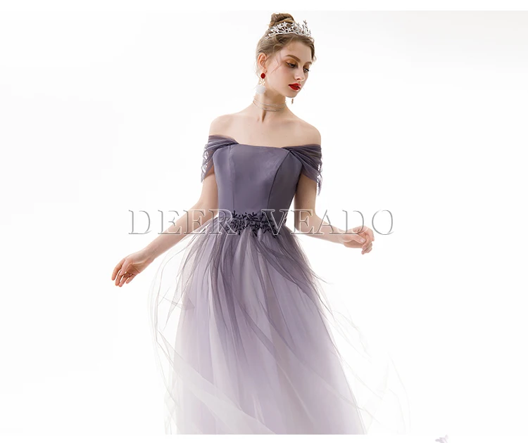 DEERVEADO Robe De Soiree линия открытая спина бисерное вечернее платье длинное официальное вечернее платье Тюль элегантное вечернее платье YS456