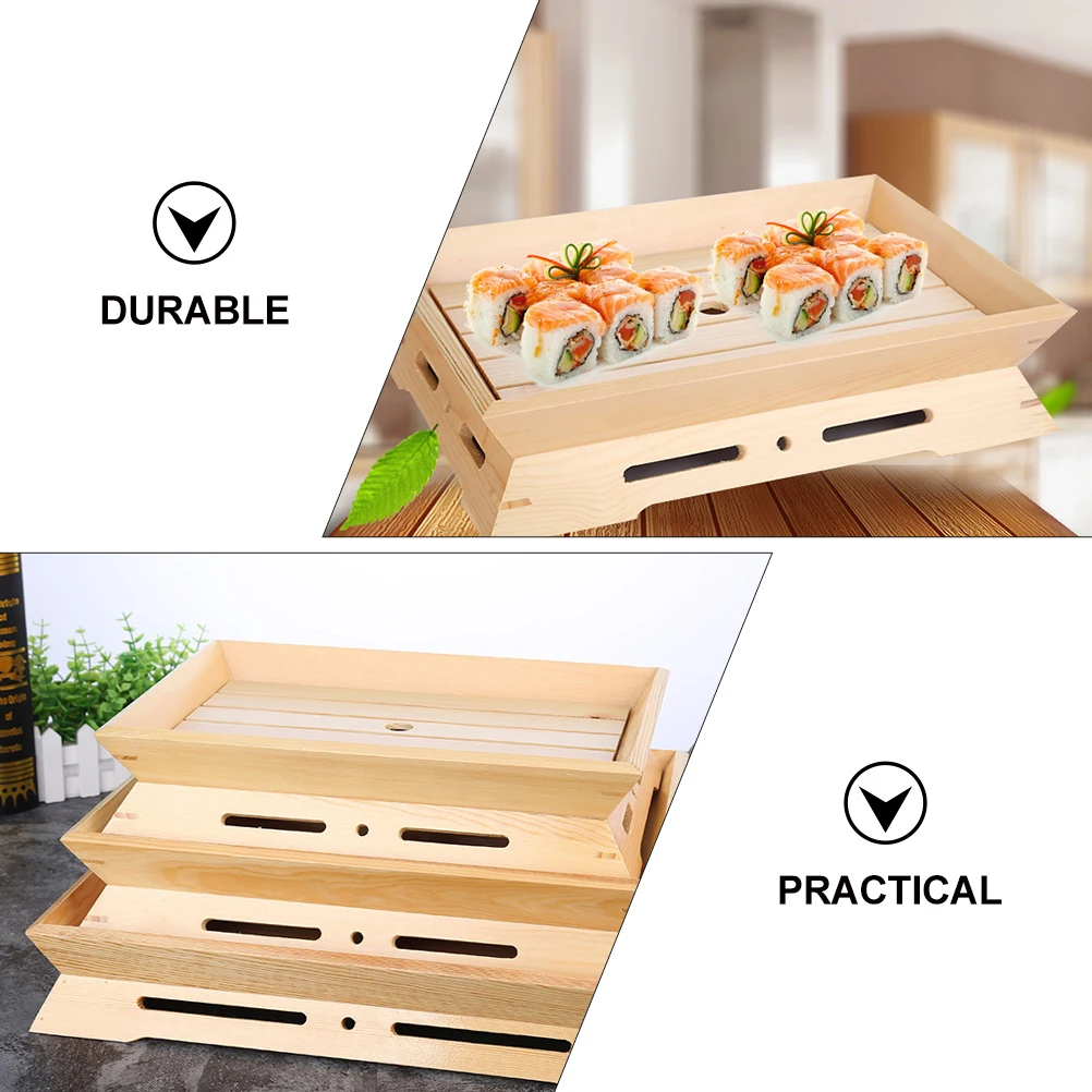 

1 Pc Practical Durable Wooden Sushi Dish Food Dish Japanese Style Sashimi Plate Food Serving Dish for Restaurant Home