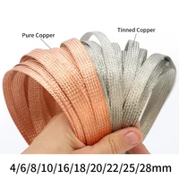 width 4 6 8 10 12 14 16 18 20 25 28mm tinned plating copper braided sleeve expandable wire cable screening shielded metal sheath