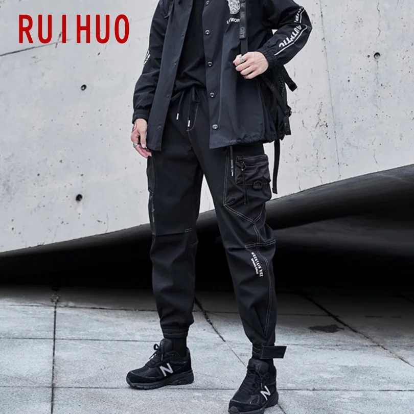 

RUIHUO High Street Cargo Pants Men Japanese Streetwear Joggers Men Pants Harajuku Sweatpants Men Hip Hop Trousers 2021 M-3XL