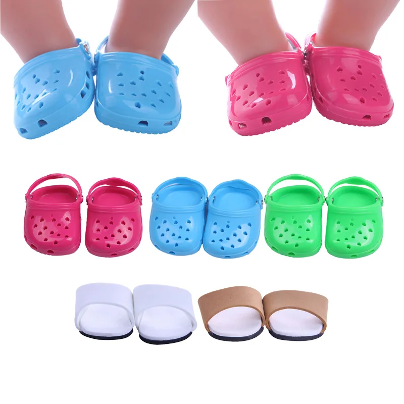 

Summer Beach Sandals Slippers Shoes Fit 18 Inch American Baby&43cm Born Baby Doll,Fashionable And Simple Shoes For Kid Gift