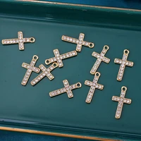 10pcslot 2011mm diy metal rhinestone cross charms ornament gold color necklace pendant for earring jewelry making accessories