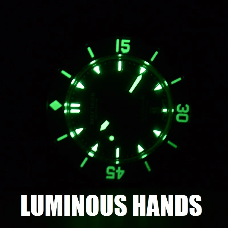 Мужские часы для дайвинга Reef Tiger/RT светящиеся автоматические деловые наручные с