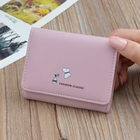 pu leather womens tri fold wallet cartoon pattern hasp coin money bag small purse female korean high capacity photo card holder