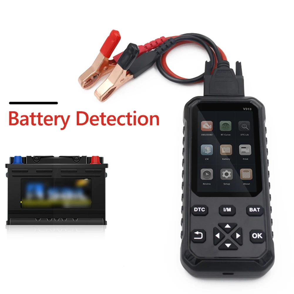 

V313 OBDII Scanning Diagnostic Tool with 12V Battery Tester Support OBD II/EOBD Color LCD 2 in 1 Car Diagnostic Tool