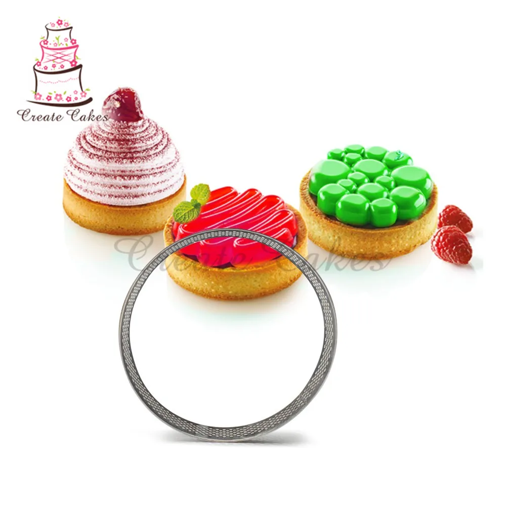 1pc Round Mousse Mould Seamless Tart Ring Stainless Steel Perforated Cake Circle Cupcake Mold Decorating Tool Bakeware | Дом и сад